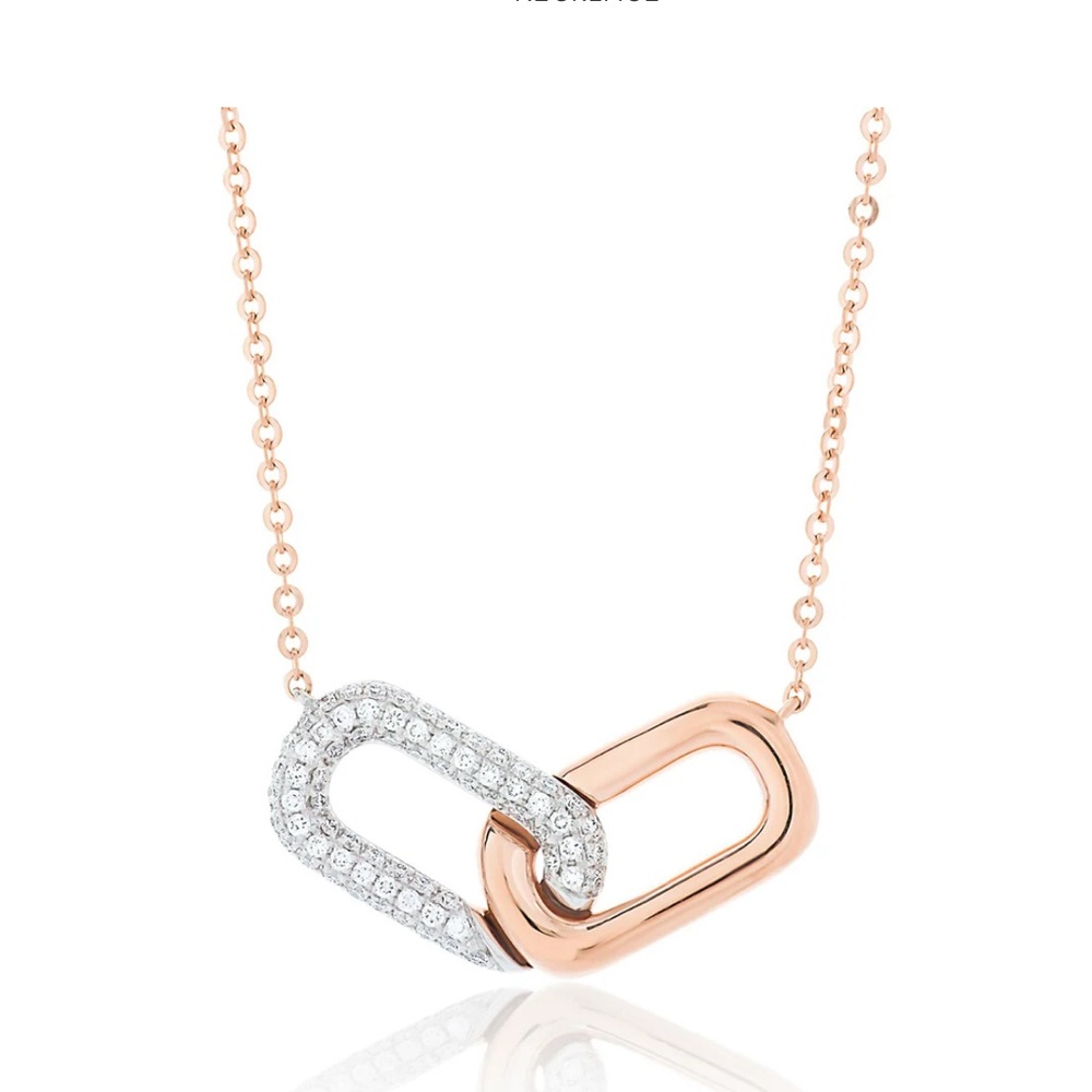 Nicole Rose Jewelry yellow gold and diamond paperclip necklace